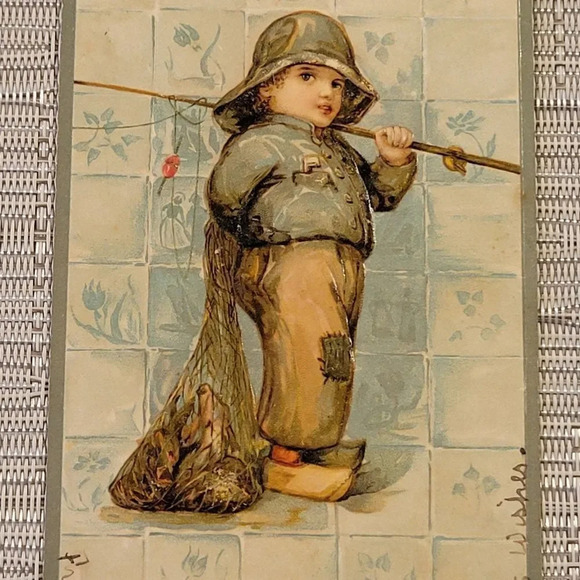 𝅺Vintage Military Dutch Boy Postcard, 1906 Postmark - Picture 1 of 6